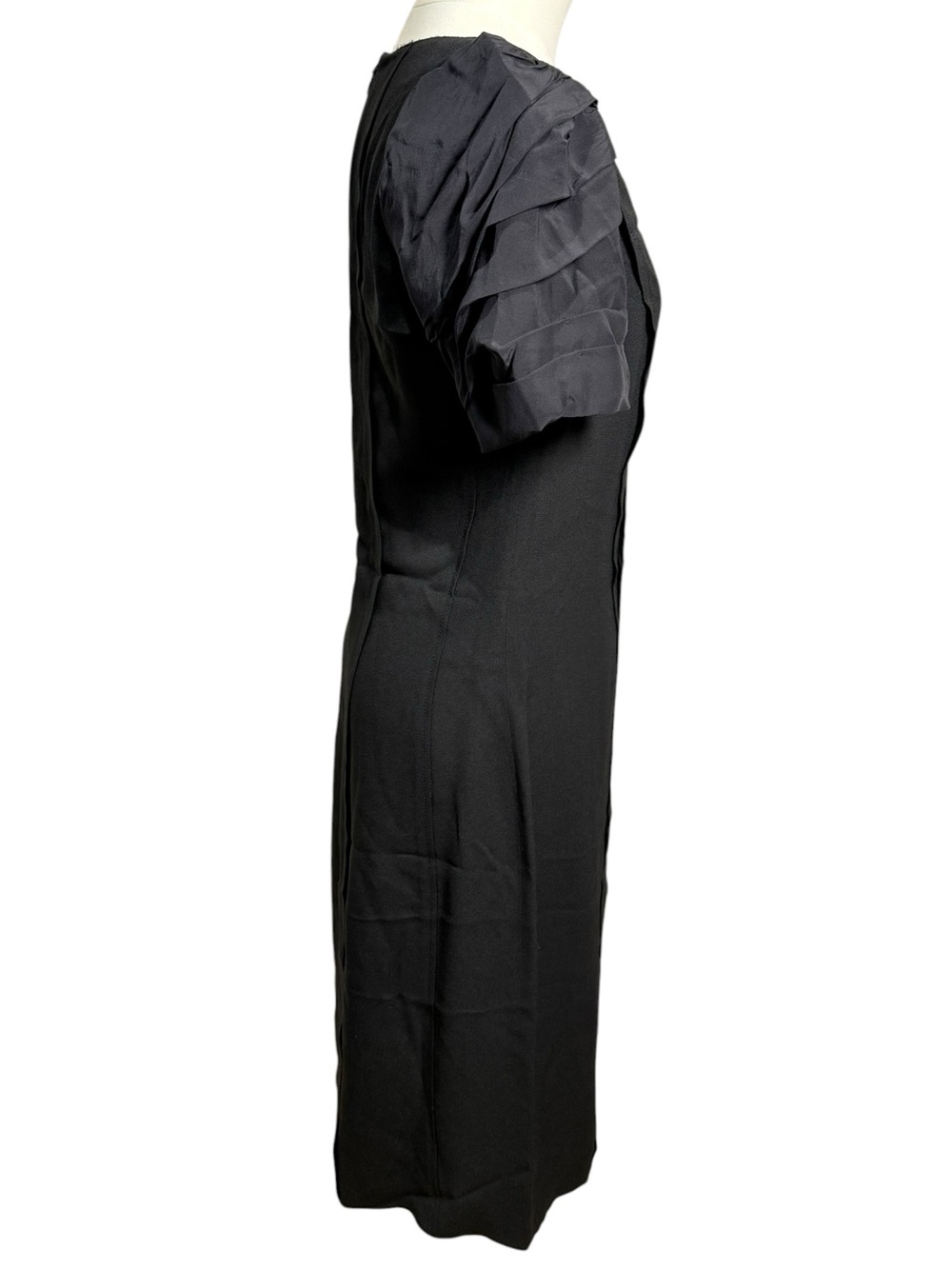 Prada FW 2008 Ruched Silk Sleeve Sheath Dress Black US 4 - Picture 3 of 10